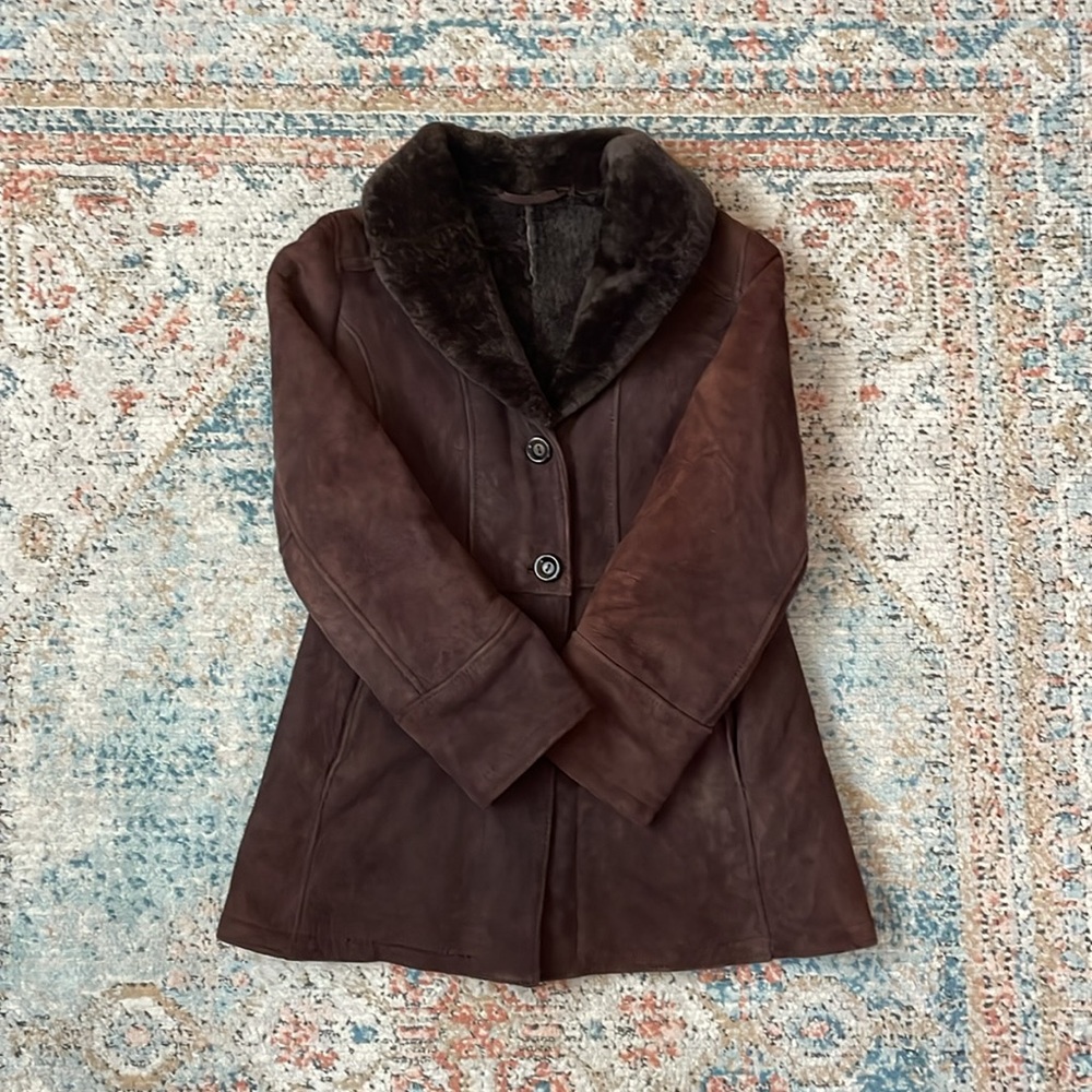 Antartex Vintage Sheepskin 100% Leather Jacket Womens Size 42